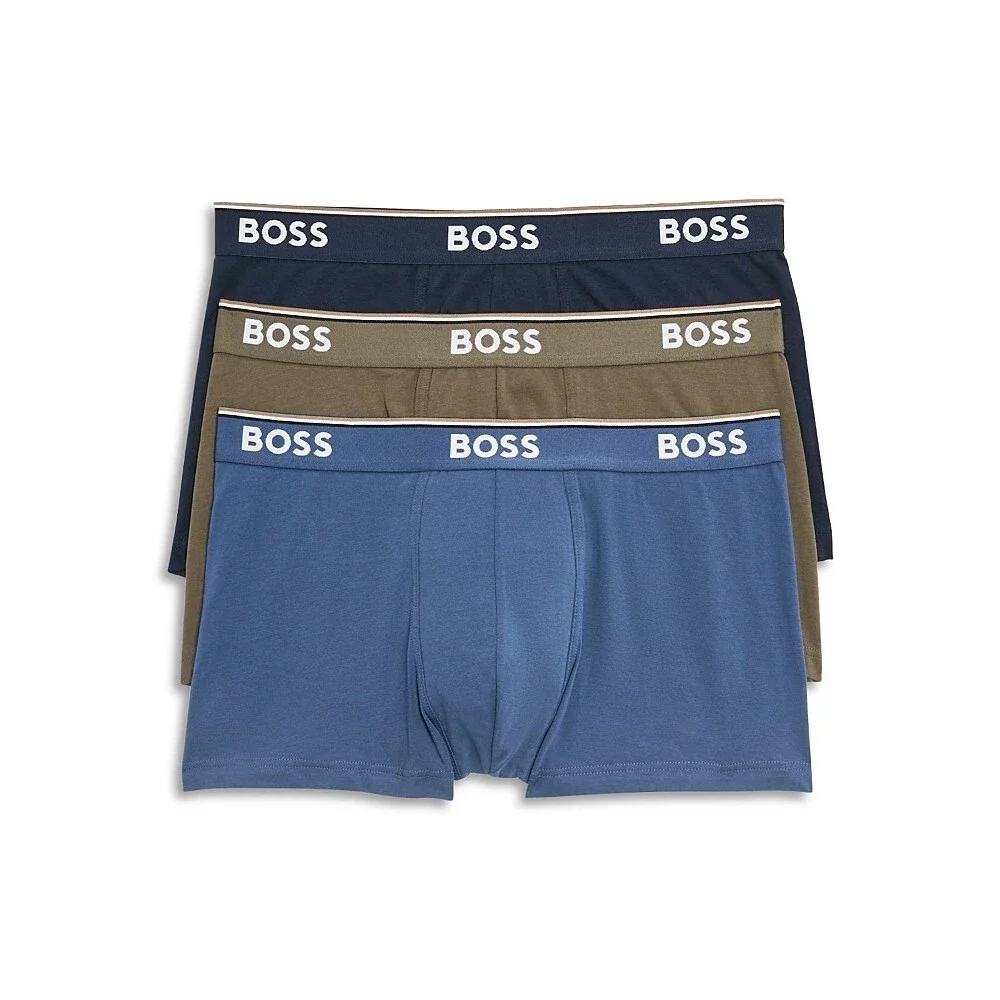 BOSS by Hugo Boss Logo Power Trunks Men's S Navy/Blue/Thyme Pull On - 3pk.